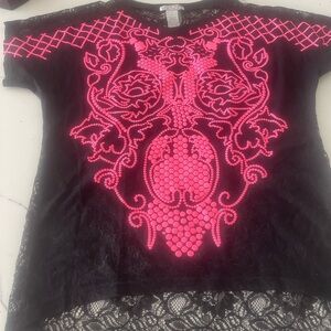 Alberto Makali Black and Pink Lace Top WOWW